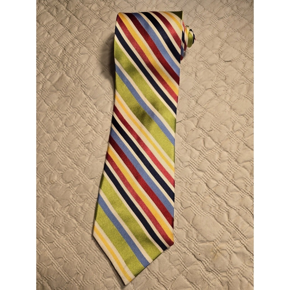 Paul Fredrick Mens 100% Silk Necktie Striped Handmade 3.6x59 Inch Designer NEW‎